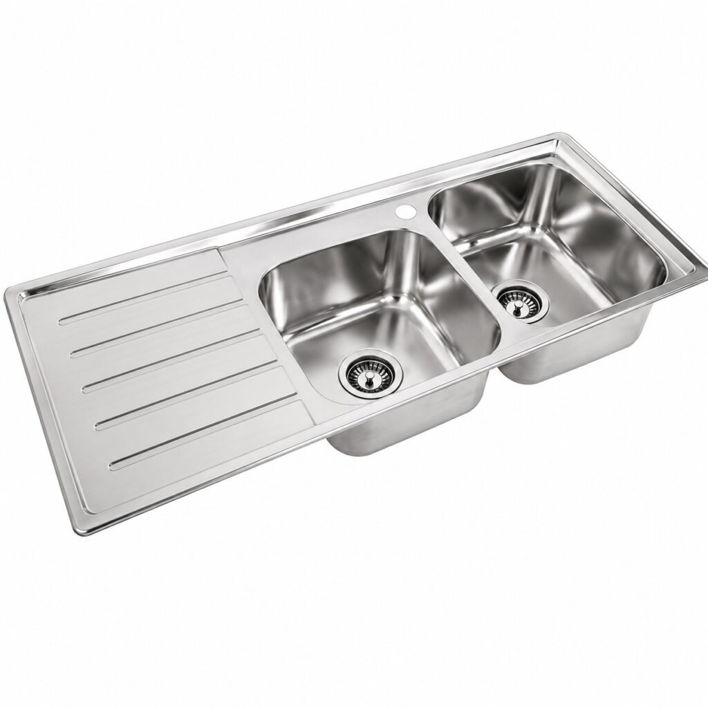 سینک دو لگنه استیل نگین الماس مدل SA103 با طراحی توکار